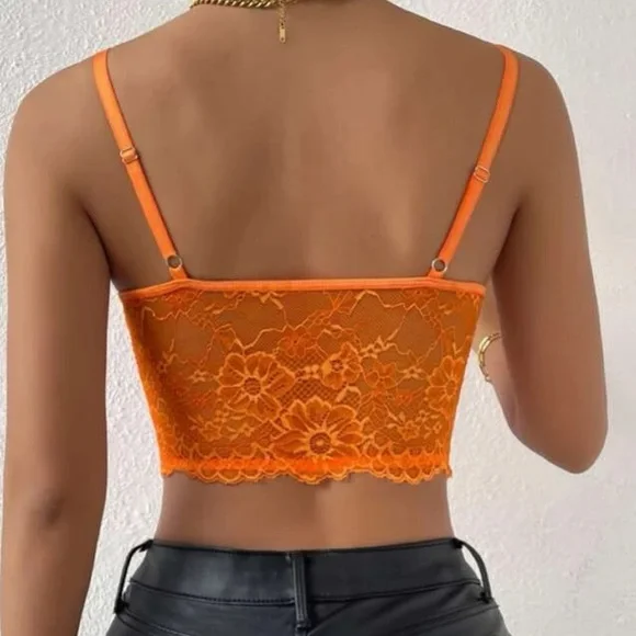 Orange  lace bralette corse cami top - Picture 2 of 6